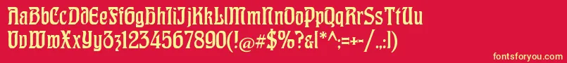 CatHohenzollern-Schriftart – Gelbe Schriften auf rotem Hintergrund