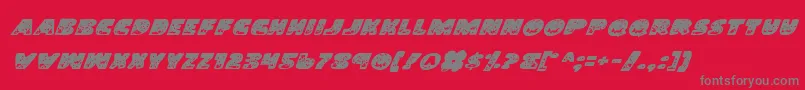 フォントLandSharkItalic – 赤い背景に灰色の文字