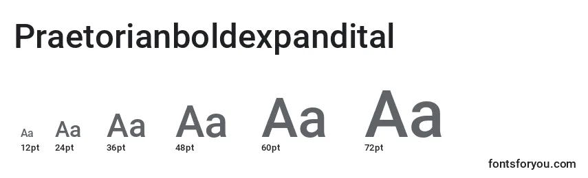 Размеры шрифта Praetorianboldexpandital