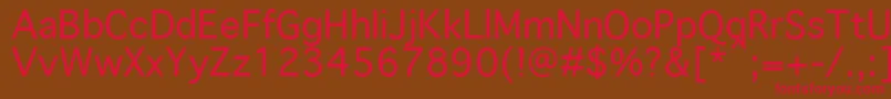 フォントGenevaPlain.001.001 – 赤い文字が茶色の背景にあります。