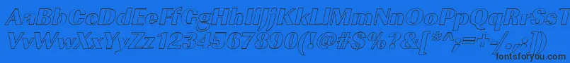 フォントImperialouHeavyItalic – 黒い文字の青い背景