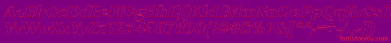 Fonte ImperialouHeavyItalic – fontes vermelhas em um fundo violeta