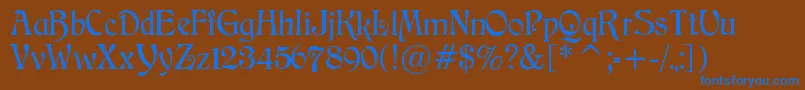 Catchilds-Schriftart – Blaue Schriften auf braunem Hintergrund