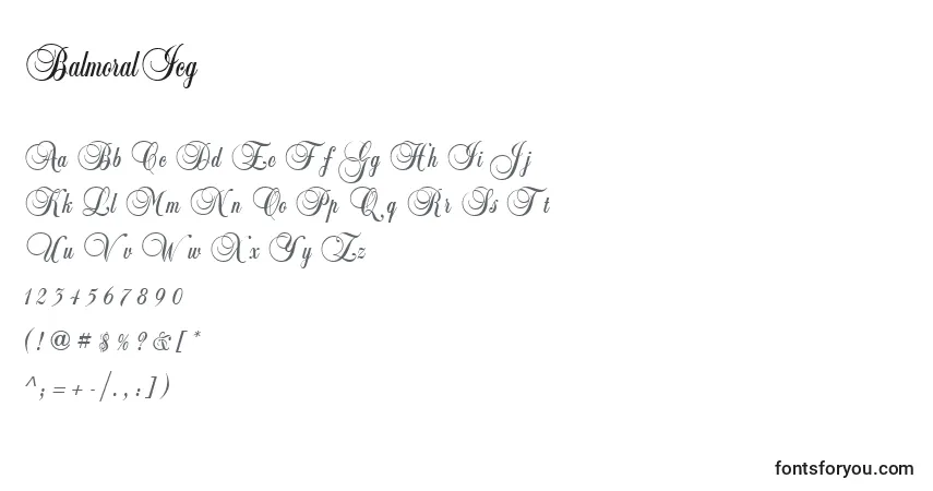 Schriftart BalmoralIcg – Alphabet, Zahlen, spezielle Symbole