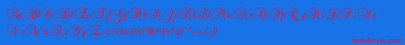 BalmoralIcg-Schriftart – Rote Schriften auf blauem Hintergrund