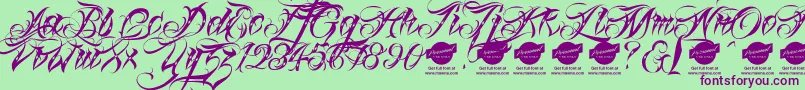 Linascriptdotaltdemo Font – Purple Fonts on Green Background