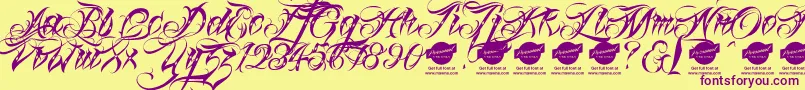 Linascriptdotaltdemo Font – Purple Fonts on Yellow Background