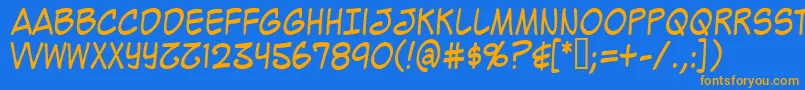 MightyZeoCaps2.0 Font – Orange Fonts on Blue Background