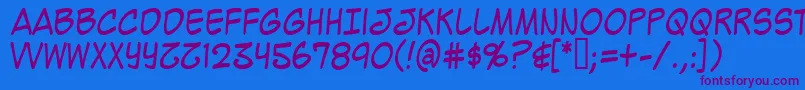 MightyZeoCaps2.0 Font – Purple Fonts on Blue Background