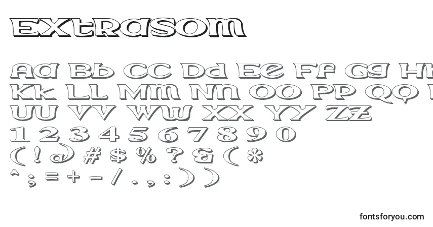characters of extrasom font, letter of extrasom font, alphabet of  extrasom font