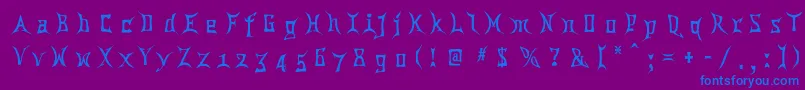 フォントChina ffy – 紫色の背景に青い文字