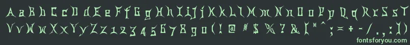 フォントChina ffy – 黒い背景に緑の文字