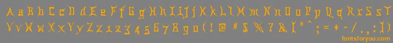 フォントChina ffy – オレンジの文字は灰色の背景にあります。