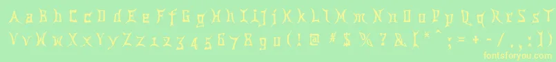 フォントChina ffy – 黄色の文字が緑の背景にあります