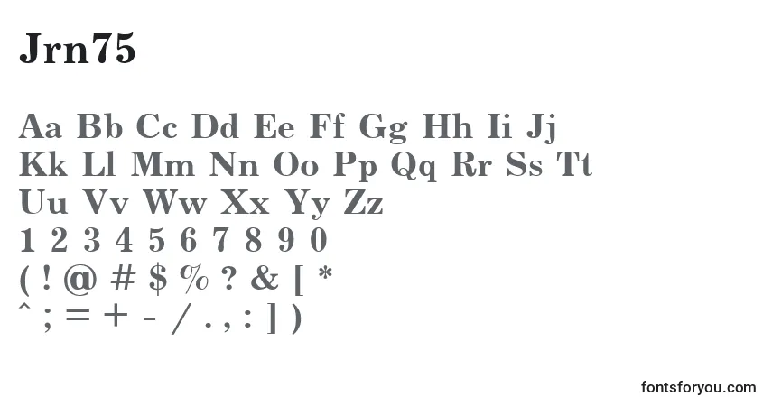 A fonte Jrn75 – alfabeto, números, caracteres especiais