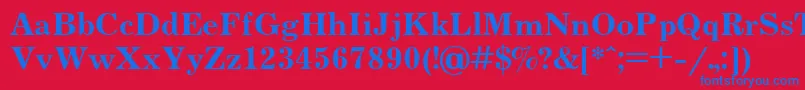 Jrn75-Schriftart – Blaue Schriften auf rotem Hintergrund