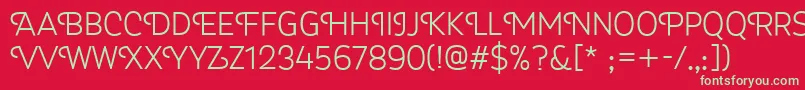 Myra4fCapsLight Font – Green Fonts on Red Background