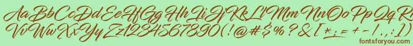 InfiniteStroke-Schriftart – Braune Schriften auf grünem Hintergrund