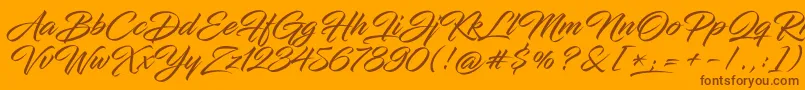 InfiniteStroke-Schriftart – Braune Schriften auf orangefarbenem Hintergrund
