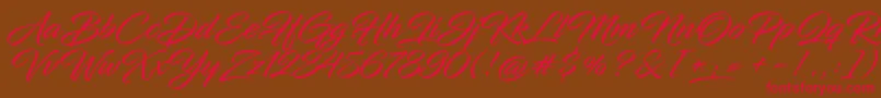 InfiniteStroke-Schriftart – Rote Schriften auf braunem Hintergrund