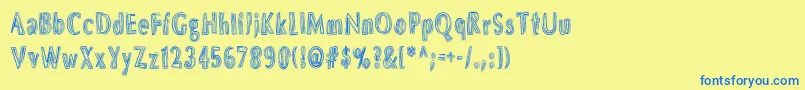 DsBrushesNormal Font – Blue Fonts on Yellow Background