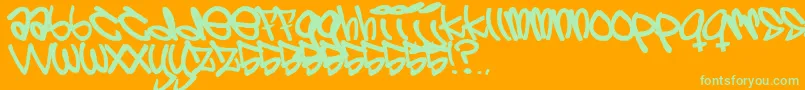 5centov-Schriftart – Grüne Schriften auf orangefarbenem Hintergrund