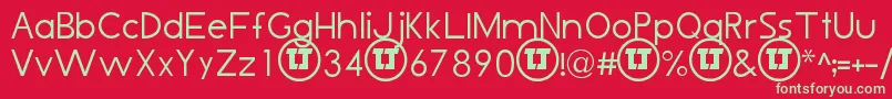 フォントLjDesignStudiosIsThin – 赤い背景に緑の文字
