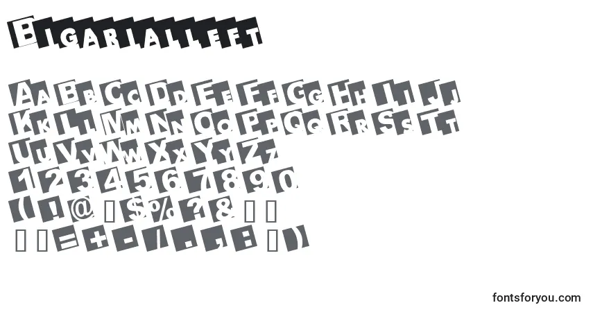 Шрифт Bigarialleft – алфавит, цифры, специальные символы