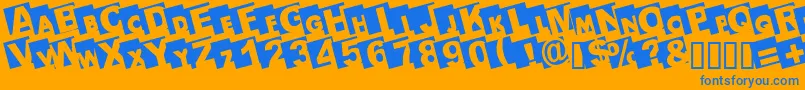 Bigarialleft-Schriftart – Blaue Schriften auf orangefarbenem Hintergrund