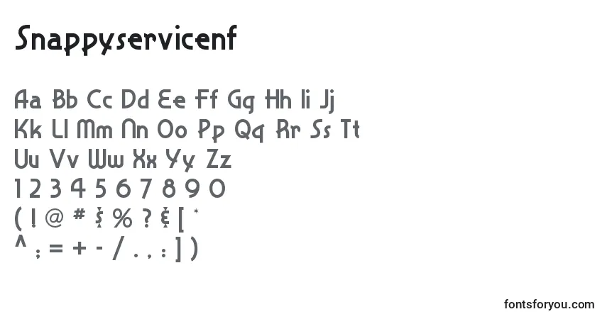 A fonte Snappyservicenf – alfabeto, números, caracteres especiais