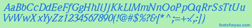 QuintessencemediumsskItalic Font – Blue Fonts on Green Background