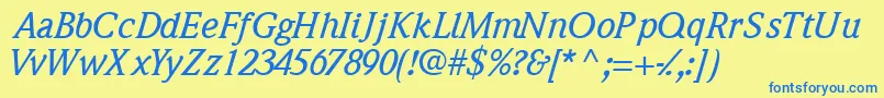 QuintessencemediumsskItalic Font – Blue Fonts on Yellow Background