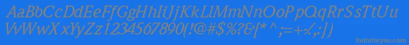 QuintessencemediumsskItalic-Schriftart – Graue Schriften auf blauem Hintergrund