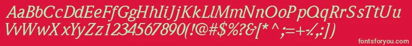 QuintessencemediumsskItalic Font – Green Fonts on Red Background