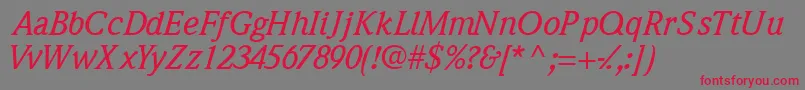 QuintessencemediumsskItalic Font – Red Fonts on Gray Background