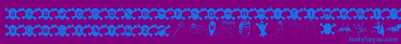 Hallowien-fontti – siniset fontit violetilla taustalla