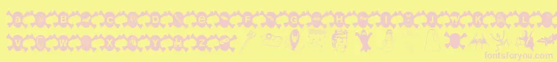 Hallowien-fontti – vaaleanpunaiset fontit keltaisella taustalla