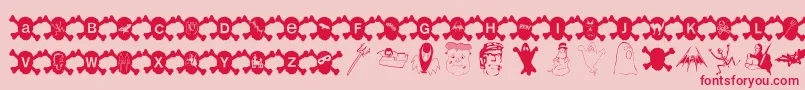 Hallowien-Schriftart – Rote Schriften auf rosa Hintergrund