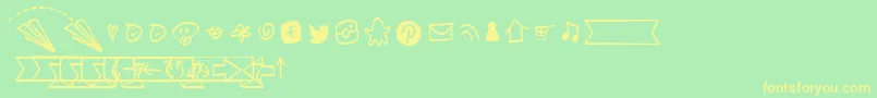 BmdNotepaperAirplanesExtrasLight Font – Yellow Fonts on Green Background