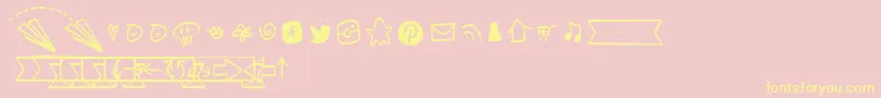 BmdNotepaperAirplanesExtrasLight Font – Yellow Fonts on Pink Background
