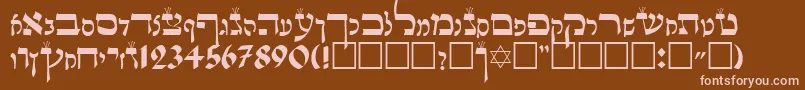 LashonTov-fontti – vaaleanpunaiset fontit ruskealla taustalla