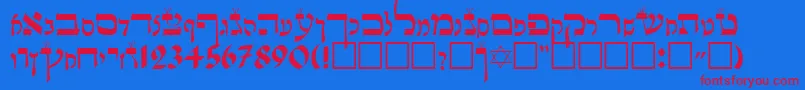 LashonTov-fontti – punaiset fontit sinisellä taustalla