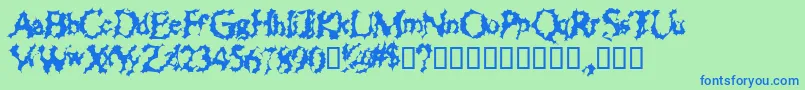 ChewedStraw-Schriftart – Blaue Schriften auf grünem Hintergrund