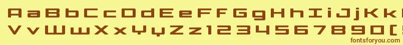 フォントPhoenicialowercasetitle – 茶色の文字が黄色の背景にあります。