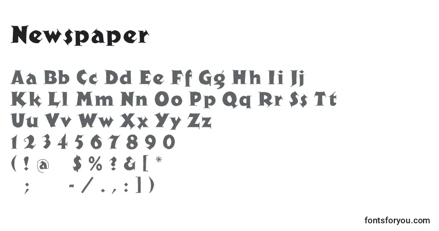 Шрифт Newspaper – алфавит, цифры, специальные символы