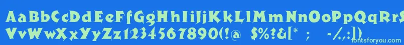 Czcionka Newspaper – zielone czcionki na niebieskim tle