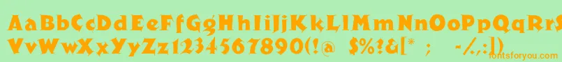 フォントNewspaper – オレンジの文字が緑の背景にあります。