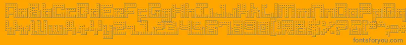 DridHerderOutline-Schriftart – Graue Schriften auf orangefarbenem Hintergrund