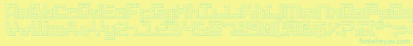 DridHerderOutline-Schriftart – Grüne Schriften auf gelbem Hintergrund