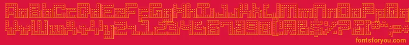 フォントDridHerderOutline – 赤い背景にオレンジの文字